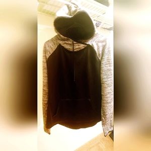 Athletic Works Driworks Sz M Black/Gray Hooded Sweatshirt Thumb Holes